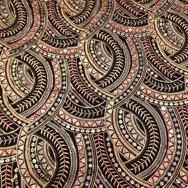 مخمل سوزن دوزی هندی طرح موجی درشت