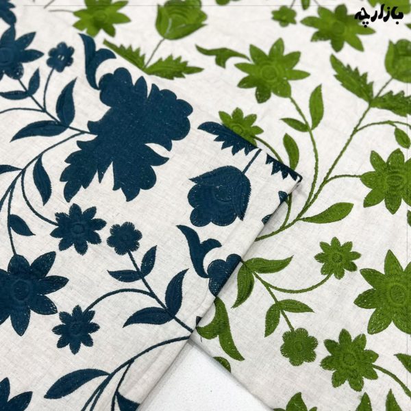 لینن سوزن دوزی شاخه‌ای‌گلدار-2رنگ